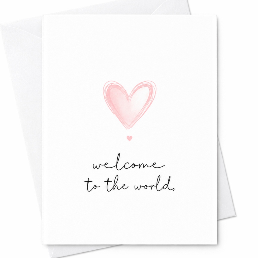 Welcome To The World Baby Shower Card Newborn Congratulations Cute Heart New Baby Card For Parents Daughter Son C2618