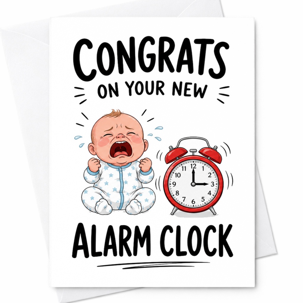 Congrats On Your New Alarm Clock Funny New Baby Card New Parents Cute Baby Shower Card For Mom And Dad Parenthood C2632