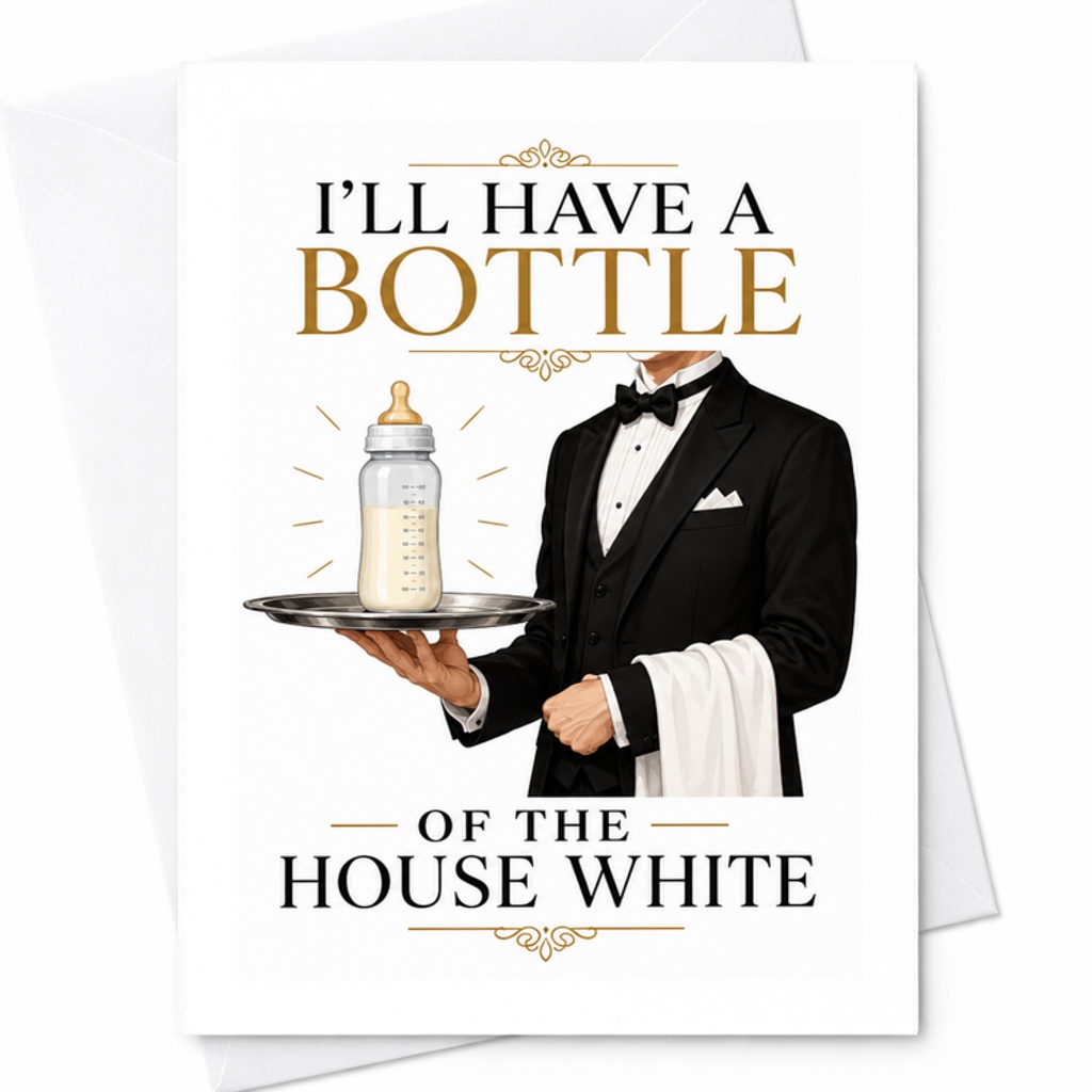 I'll Have A Bottle Of The House White Funny Baby Card, New Baby Card For Parents, Baby Shower Gift Card C2643