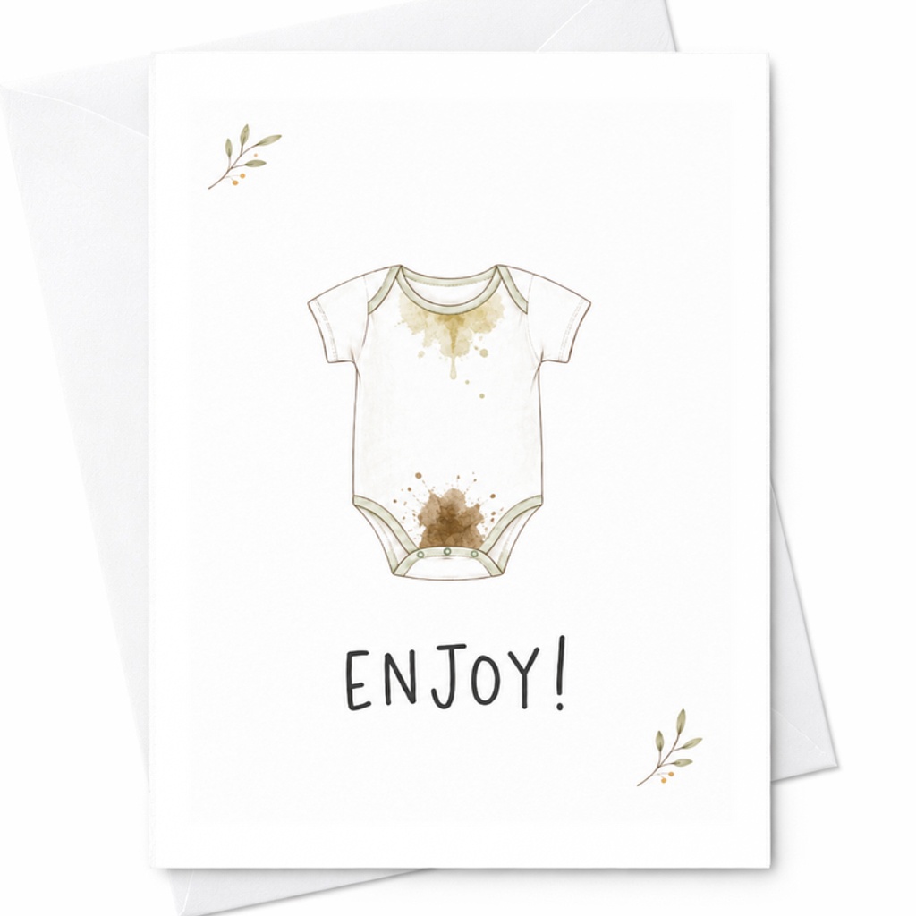 Enjoy! Funny Baby Shower Card Cute Watercolor Onesie New Parents Greeting Card For Baby Arrival Celebration C2645