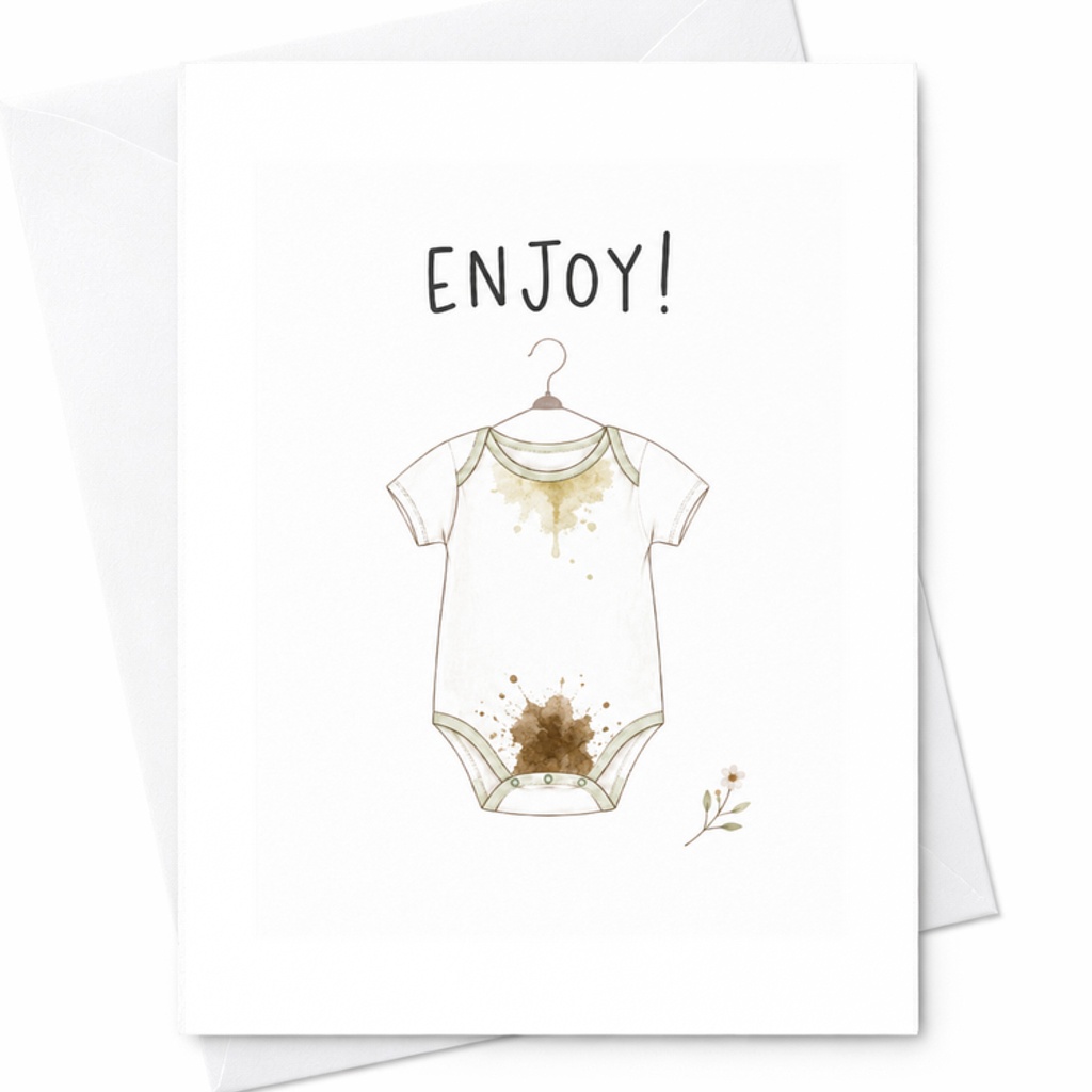 Enjoy! Funny New Baby Card Cute Baby Shower Greeting Card For New Parents Baby Onesie With Envelope C2646