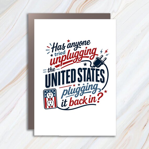 America Needs A Reboot Funny Patriotic Humor Greeting Card For Fourth Of July JC35