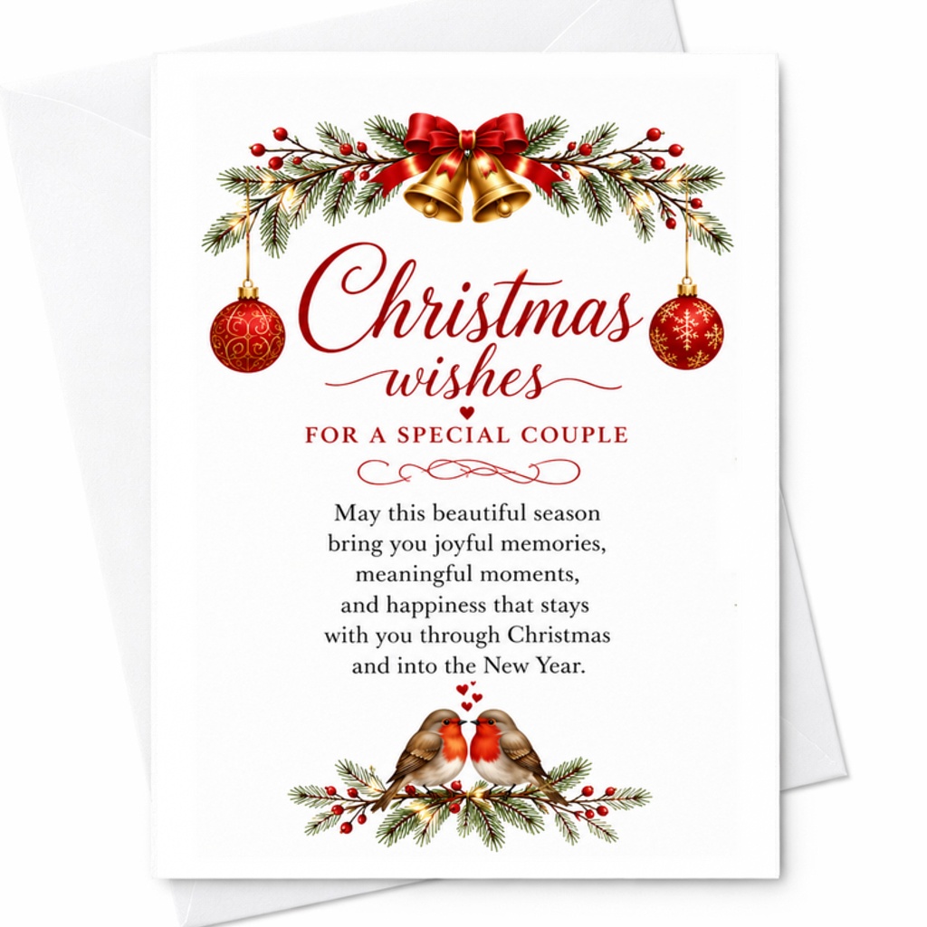 Christmas Wishes For A Special Couple Card Christmas Card For Couple Holiday Greeting Card Festive Season Card With Envelope C2671