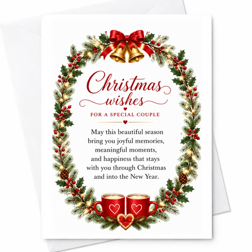 Christmas Wishes For A Special Couple Christmas Card Festive Holiday Greeting Card For Couples Romantic Xmas Card With Love C2672