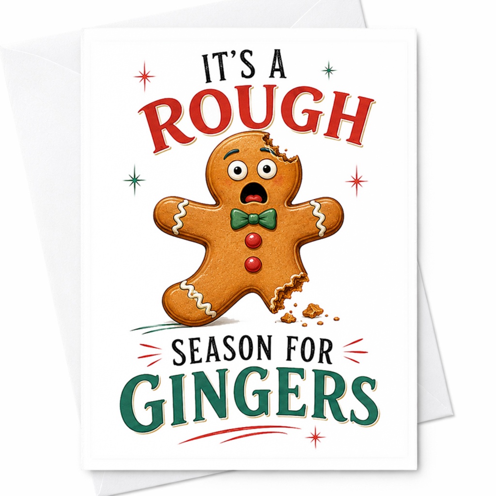 It's A Rough Season For Gingers Funny Christmas Card Holiday Greeting Card For Friends Cute Gingerbread Xmas Card C2683