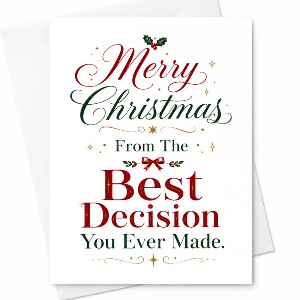 Merry Christmas From The Best Decision You Ever Made Funny Christmas Card For Partner Husband Wife Cute Holiday Greeting C2685
