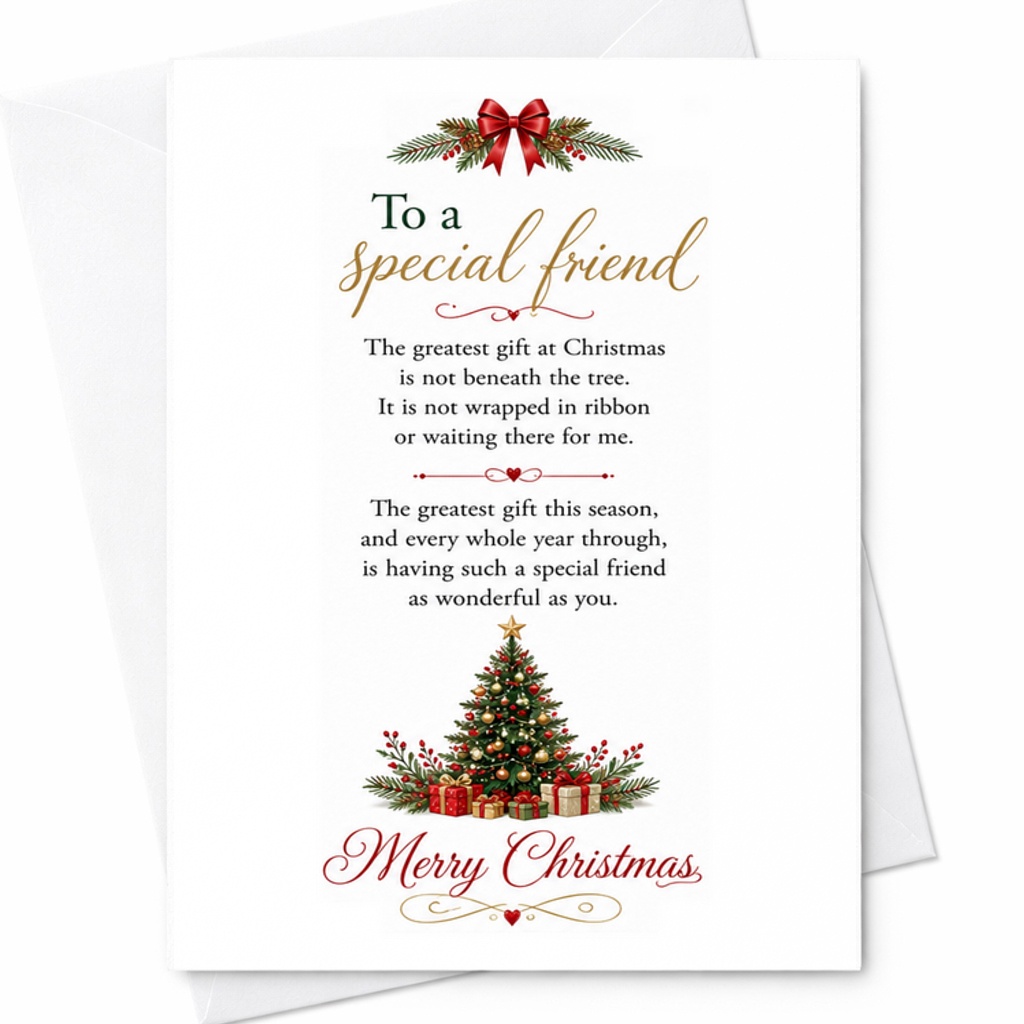 To A Special Friend Merry Christmas Card Thoughtful Holiday Greeting For Best Friend Heartfelt Xmas Card For Special Friendship C2660