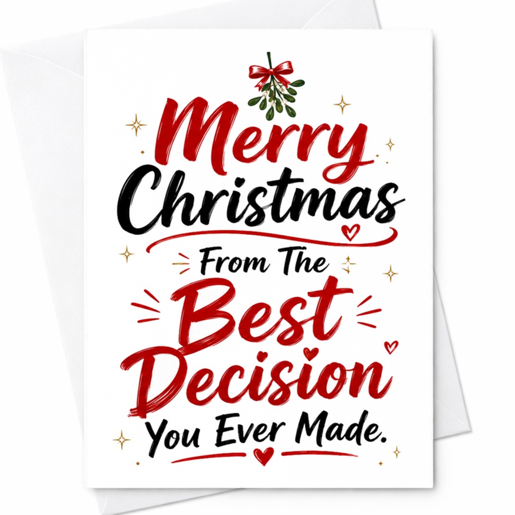 Merry Christmas From The Best Decision You Ever Made Funny Christmas Card Cute Holiday Greeting Card For Partner Or Spouse C2686