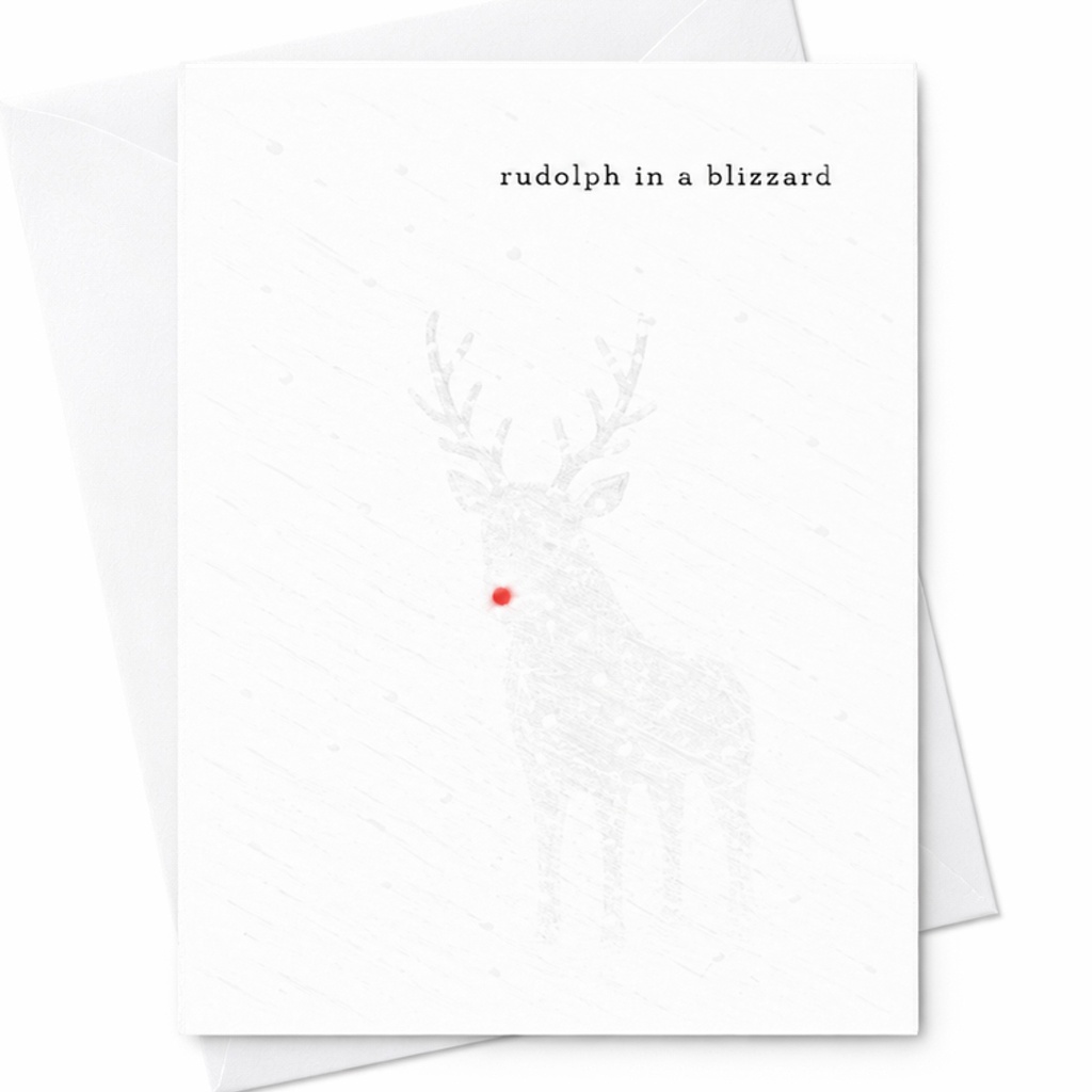 Rudolph In A Blizzard Funny Christmas Card Cute Holiday Greeting Card For Friends Family Unique Reindeer Xmas Card C2696