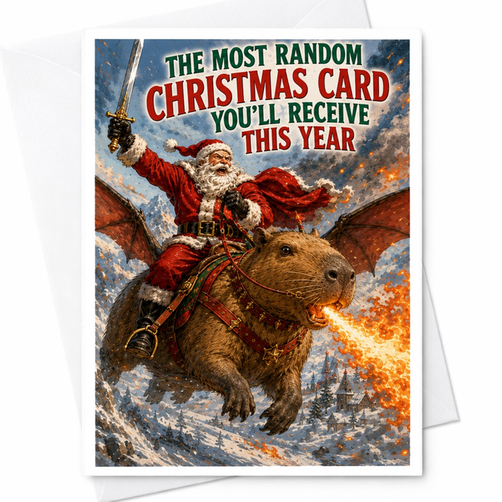 The Most Random Christmas Card You'll Receive This Year Funny Holiday Greeting Card For Friends Colleagues Unique Santa C2681