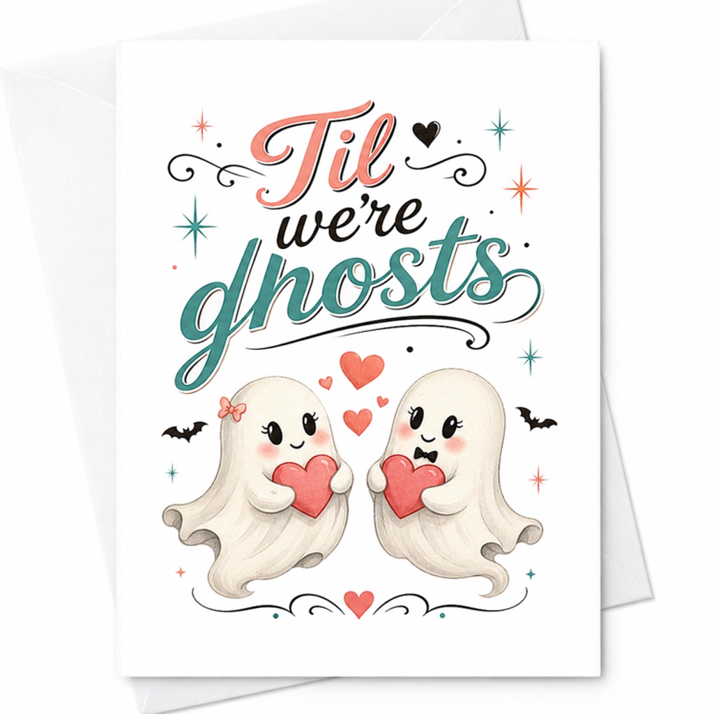 Til We're Ghosts Cute Halloween Card Anniversary Card For Couple Romantic Ghost Love Card Spooky Cute Greeting Card C2706