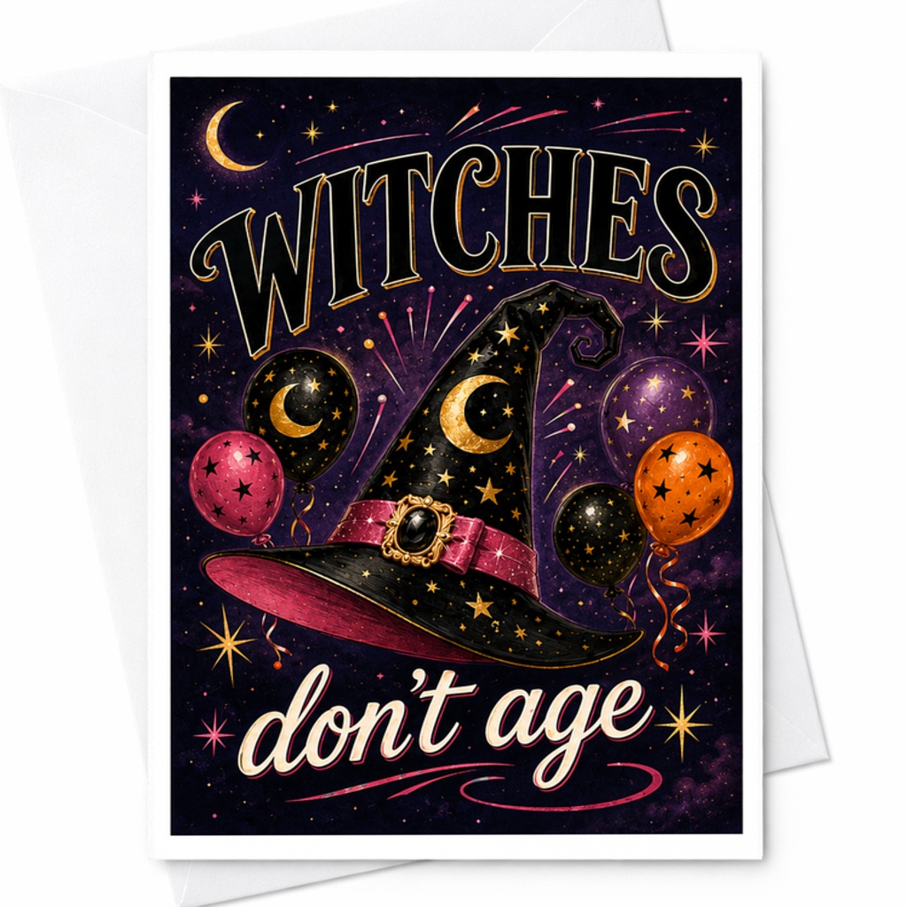 Witches Don't Age Halloween Card Funny Birthday Card For Witch Lovers Magical Celebration Greeting Card With Envelopes C2710