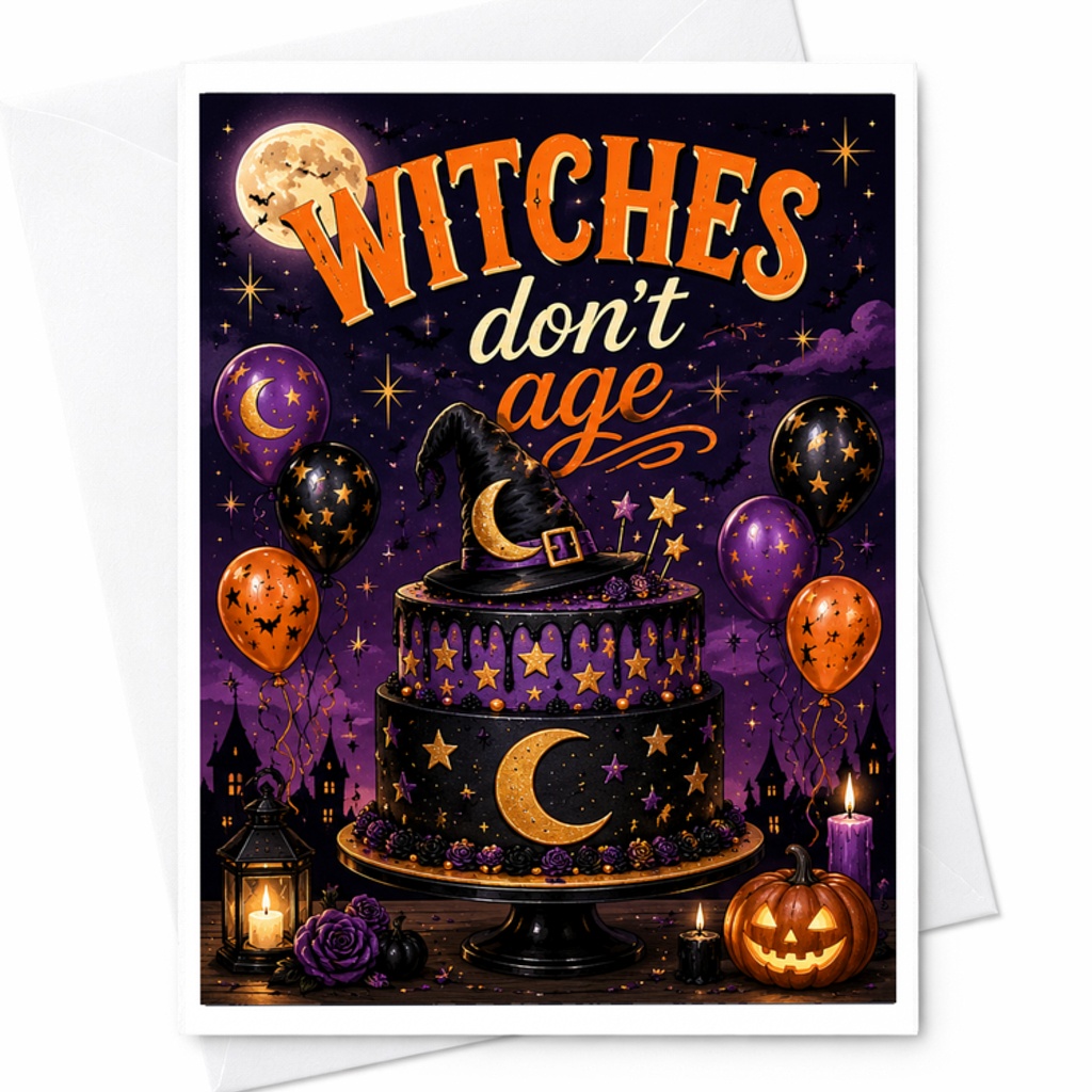 Witches Don't Age Halloween Card Funny Witch Birthday Card Spooky Celebration Card For Halloween Party Decor And Gifts C2711