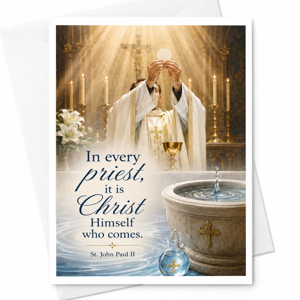 In Every Priest It Is Christ Himself Who Comes Religious Card Spiritual Message St. John Paul Ii Catholic Priest Appreciation C2721