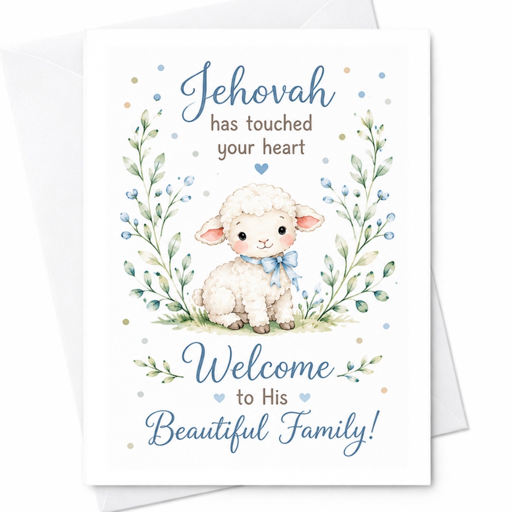 Jehovah Has Touched Your Heart Welcome To His Beautiful Family Baptism Card Cute Religious Greeting Card For Baby Boy Girl C2723