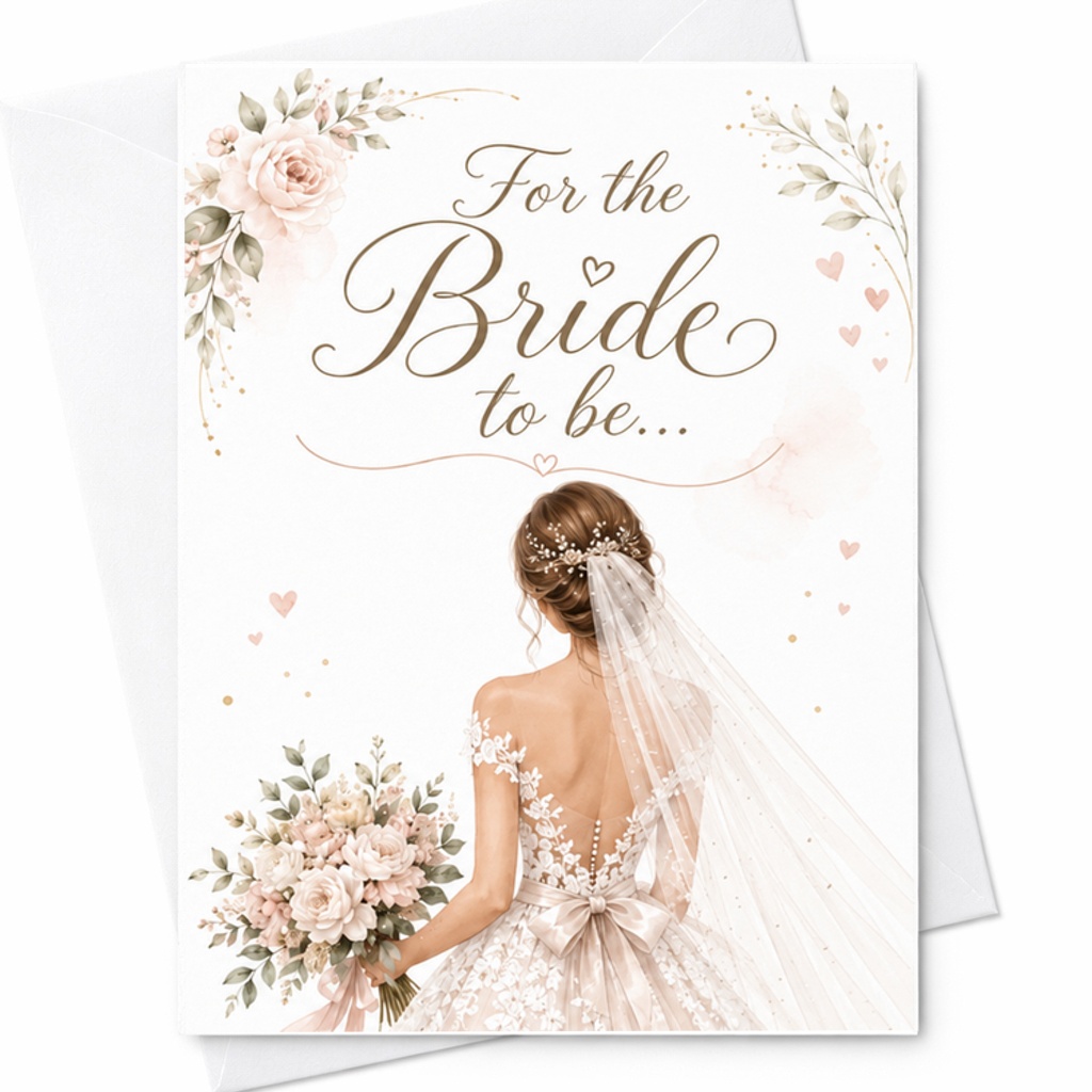 For The Bride To Be Wedding Card Engagement Greeting Card Newly Engaged Bride Cute Floral Bridal Shower Card C2734