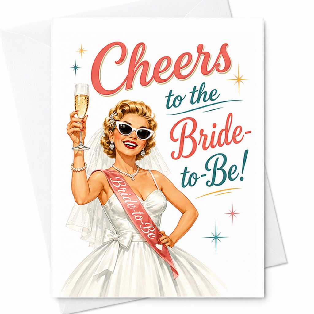 Cheers To The Bride-To-Be Funny Wedding Card Engagement Celebration Bride Shower Congrats Card For Bride To Be C2739