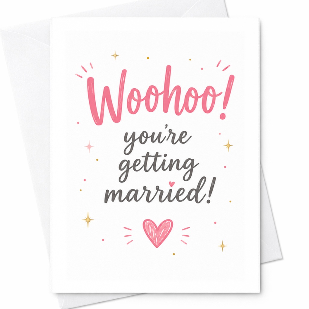 Woohoo! You're Getting Married Wedding Congratulations Card Cute Engagement Newlyweds Bridal Shower Fun Playful C2741