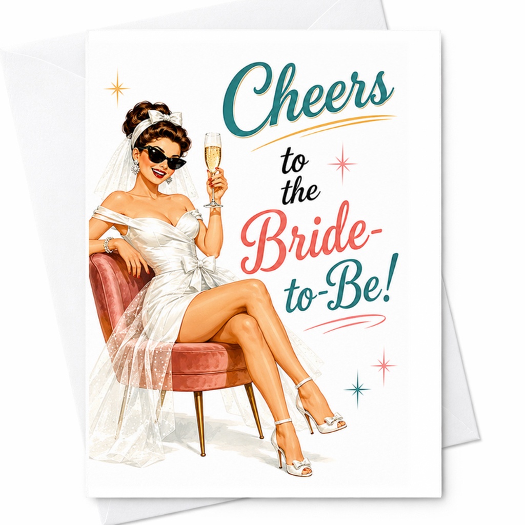 Cheers To The Bride-To-Be Wedding Card Funny Engagement Celebration Card For Bride Bridal Shower Cute Champagne C2740