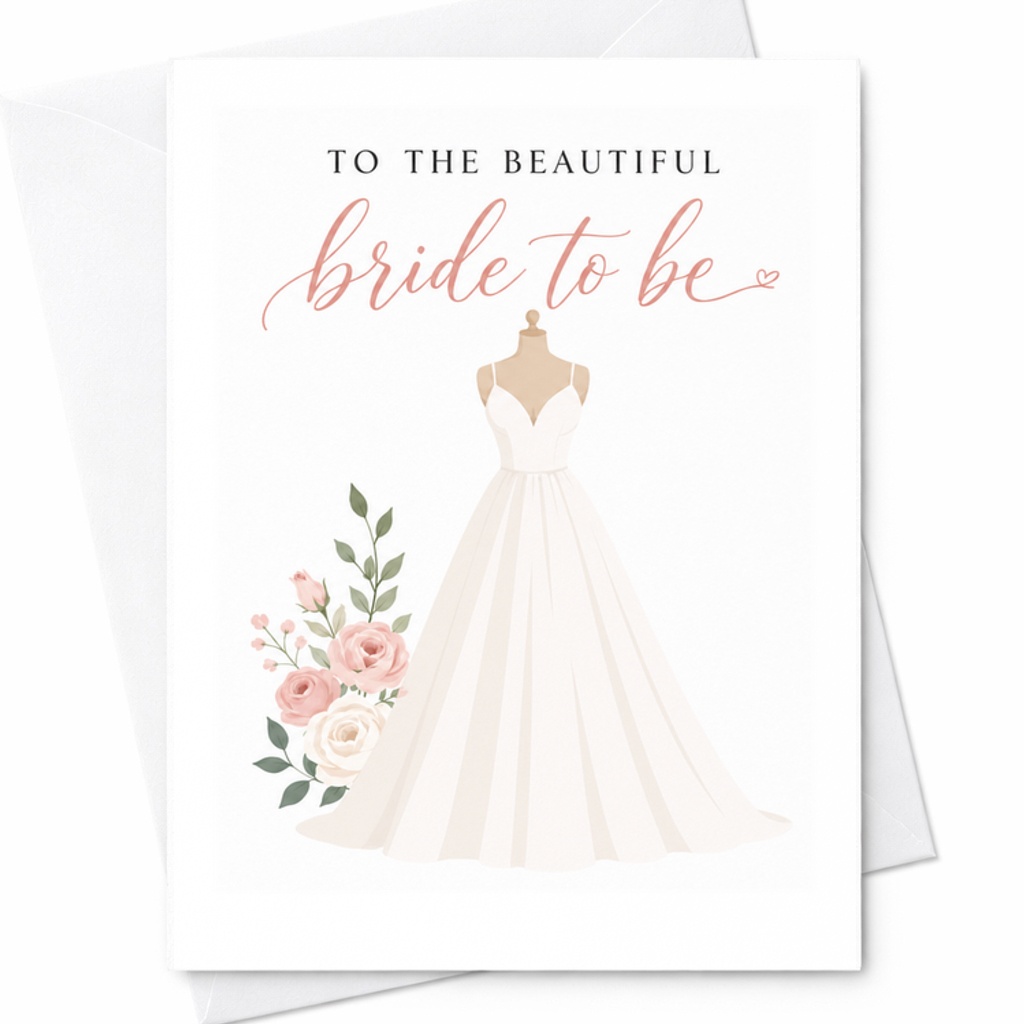 To The Beautiful Bride To Be Wedding Card Engagement Congratulations Card For Bride Floral Dress Romantic Greeting Card C2745