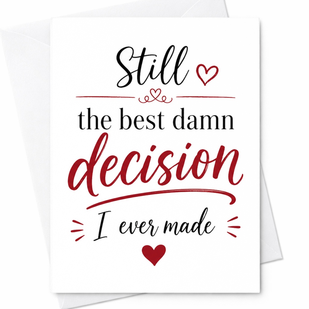 Still The Best Damn Decision I Ever Made Romantic Anniversary Card For Husband Wife Boyfriend Girlfriend Love Card C2748