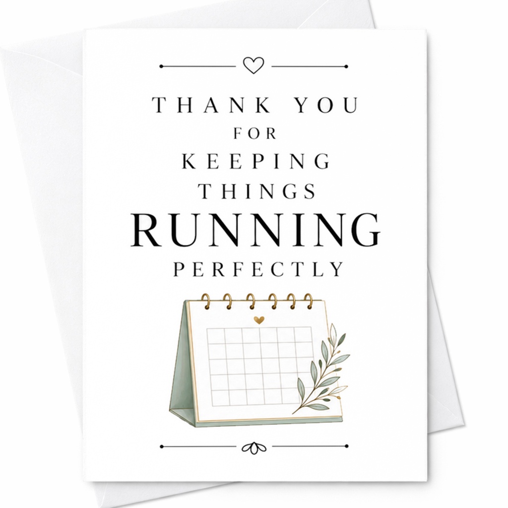 Thank You For Keeping Things Running Perfectly Card Appreciation Greeting Card For Boss Coworker Employee Gratitude Office Card C2749