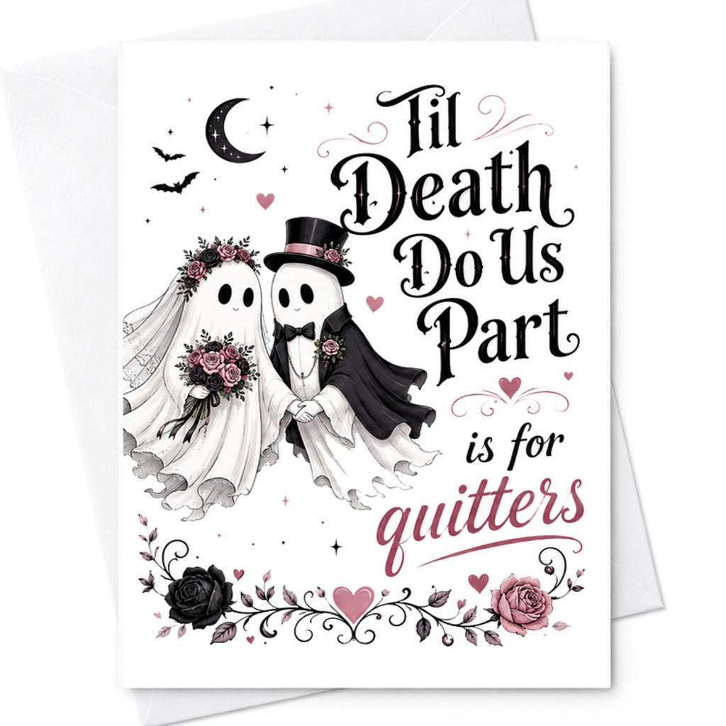 Til Death Do Us Part Is For Quitters Wedding Card Funny Ghost Bride Groom Anniversary Card Cute Romantic Couple C2757