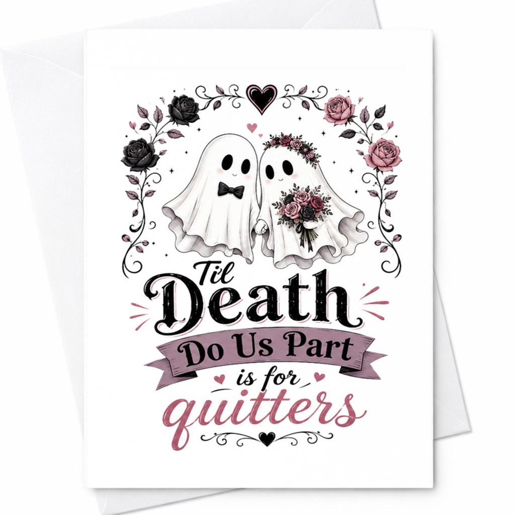 Til Death Do Us Part Is For Quitters Wedding Card Cute Anniversary Card For Couple Romantic Ghosts Love Card C2758