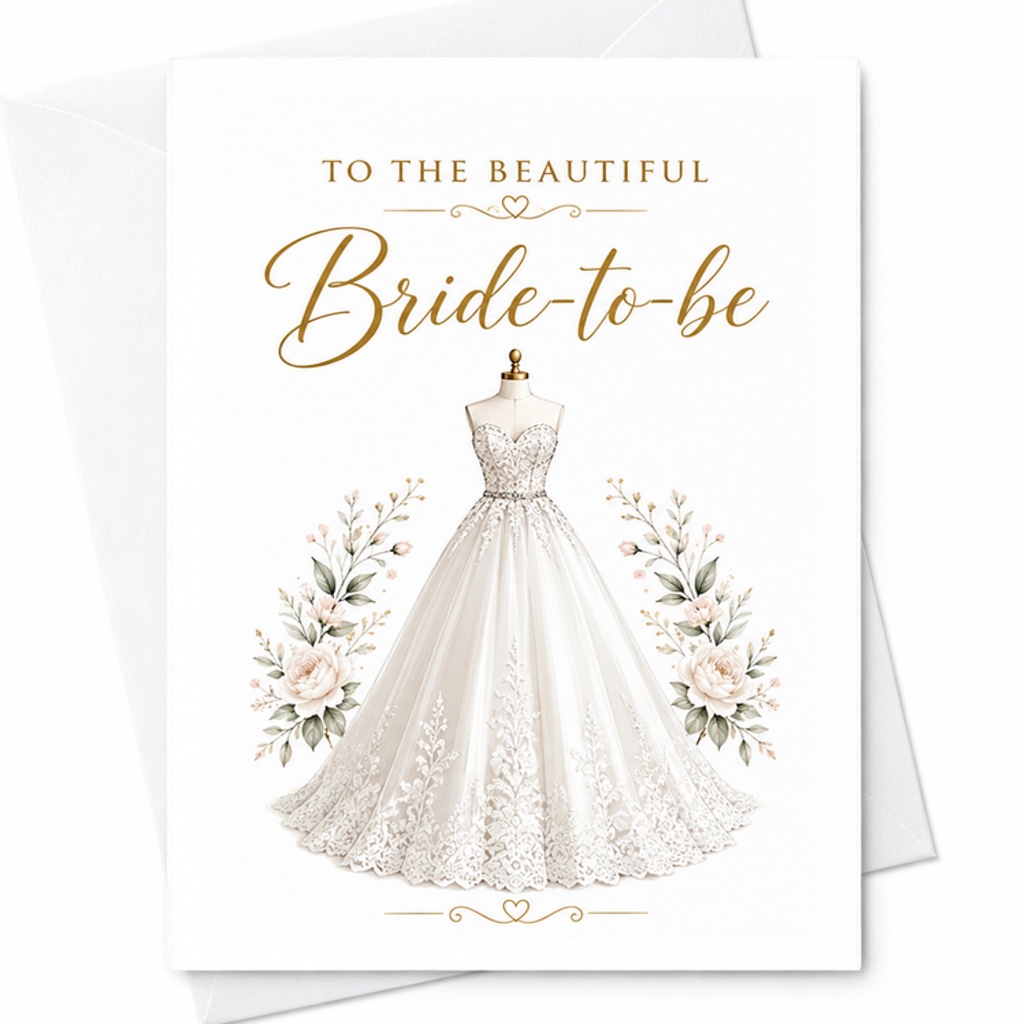 To The Beautiful Bride-To-Be Wedding Card Engagement Congratulations Elegant Floral For Bride Romantic Greeting Card C2761