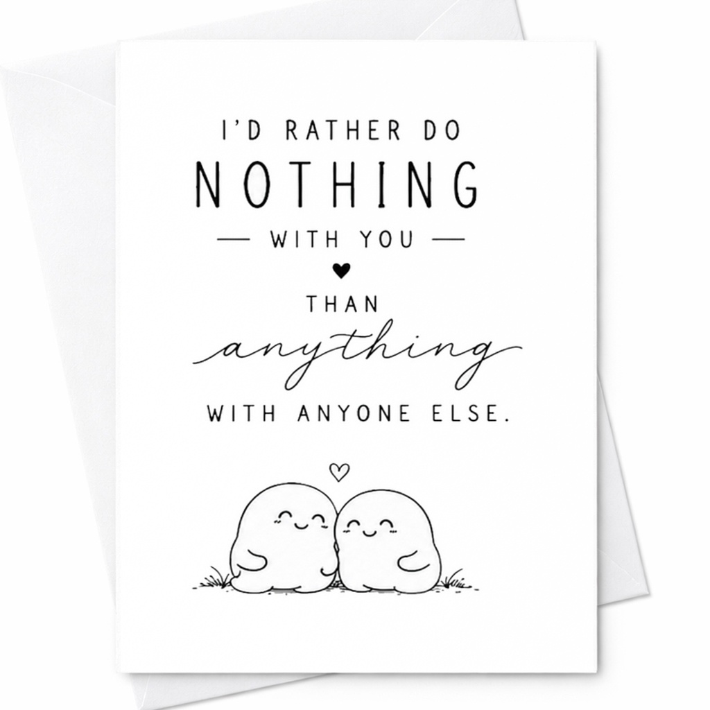 I'd Rather Do Nothing With You Than Anything With Anyone Else Romantic Anniversary Card Cute Love Card For Couples Sweet C2766