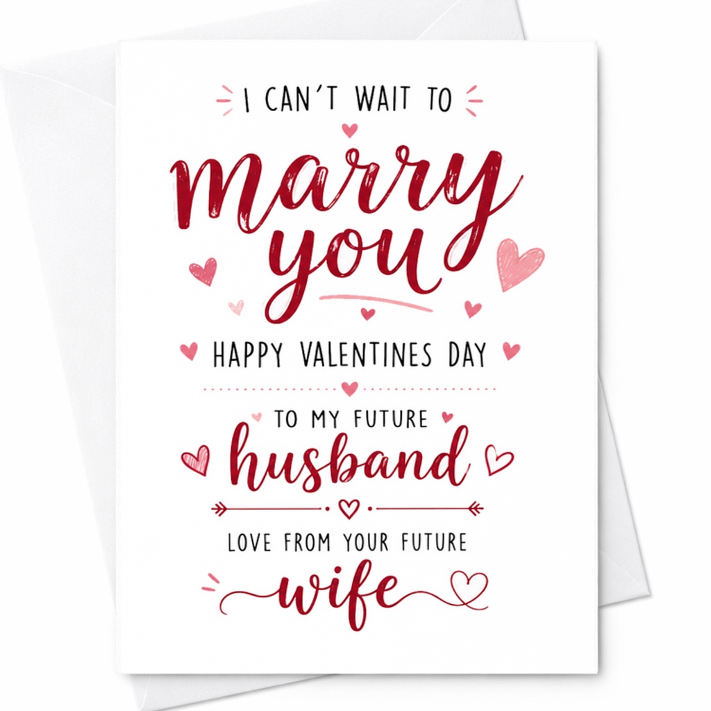 I Can't Wait To Marry You Happy Valentines Day Card Future Husband Love From Future Wife Romantic Engagement Wedding Card C2764