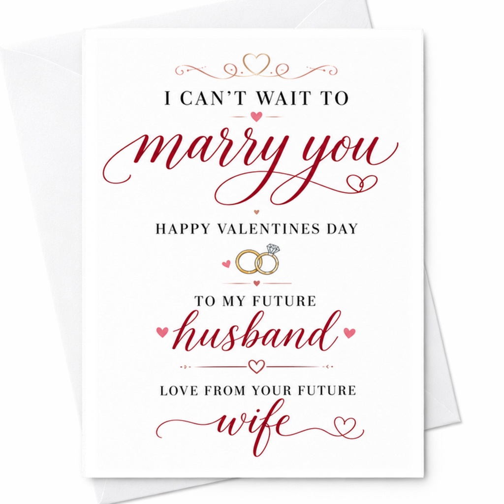 I Can't Wait To Marry You Happy Valentines Day Card Future Husband Romantic Love From Your Future Wife Engagement Card C2763