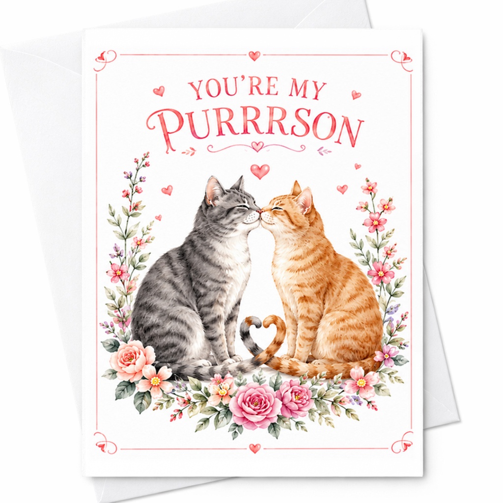You're My Purrson Cat Anniversary Card Cute Valentine's Day Card For Cat Lovers Romantic Wedding Card For Husband Wife C2785