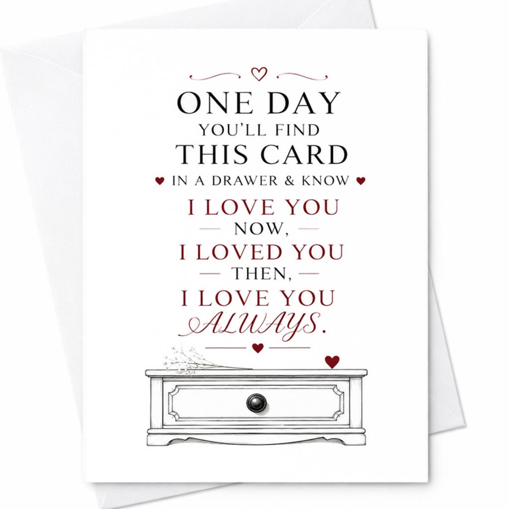 One Day You'll Find This Card I Love You Now I Loved You Then I Love You Always Romantic Anniversary Card For Husband Wife C2789