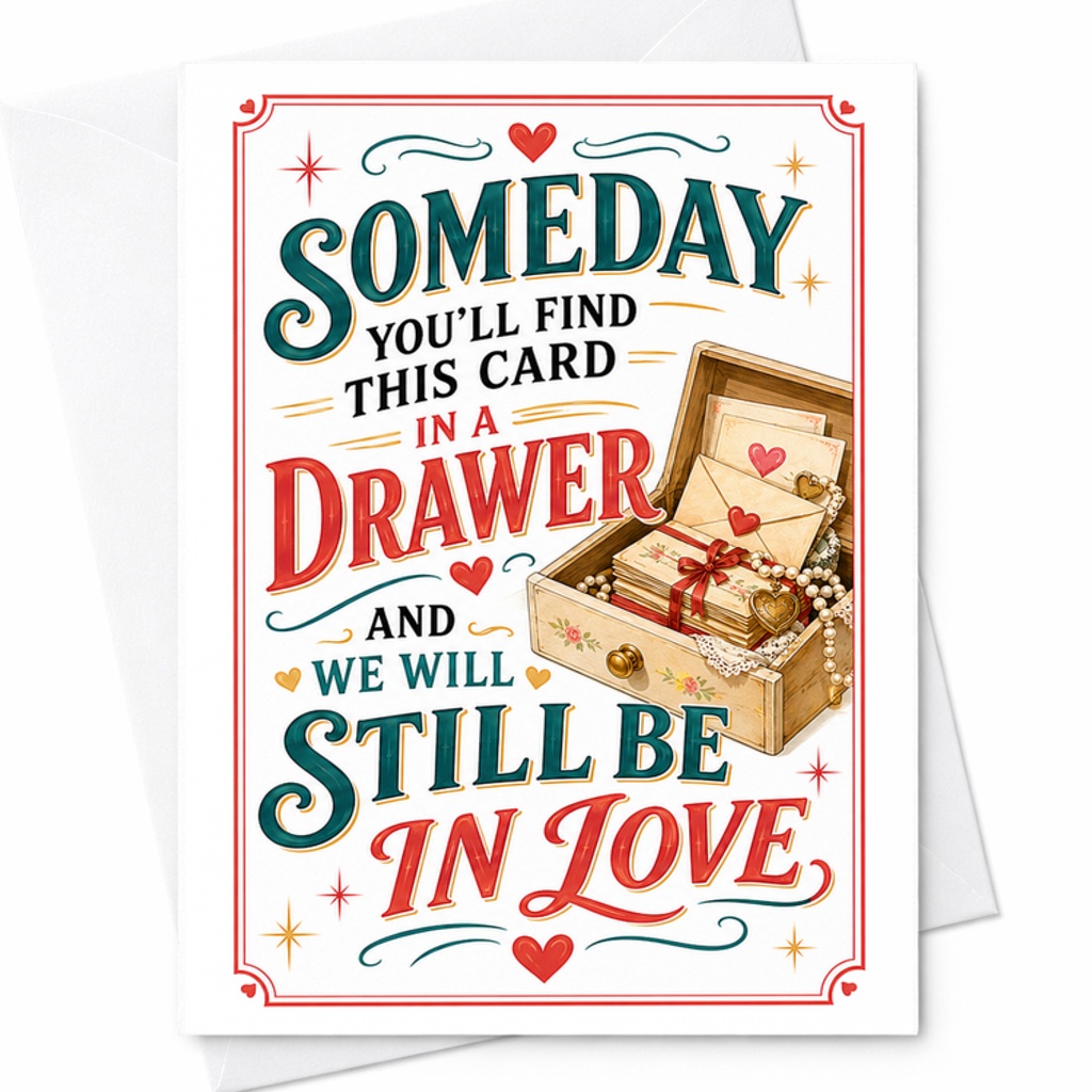 Someday You'll Find This Card In A Drawer And We Will Still Be In Love Romantic Anniversary Card For Couples Sentimental Keepsake C2812