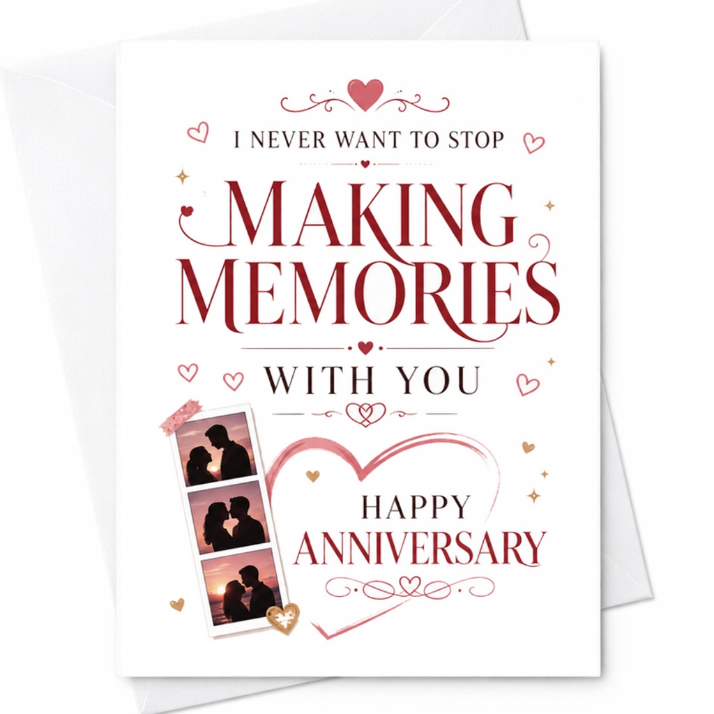I Never Want To Stop Making Memories With You Happy Anniversary Card Romantic Greeting Card For Spouse Partner Cute Love C2769