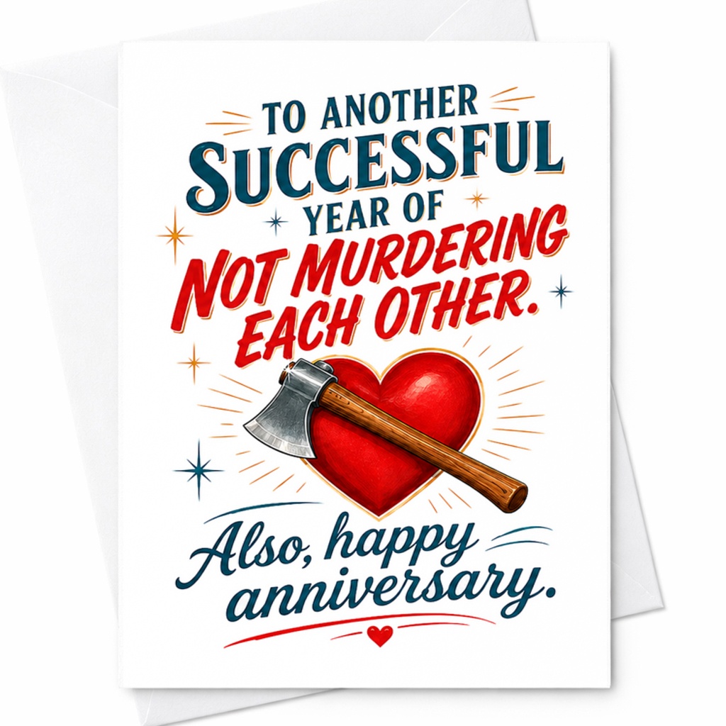 To Another Successful Year Of Not Murdering Each Other Also Happy Anniversary Card Funny Anniversary Card For Husband Wife Couple C2775
