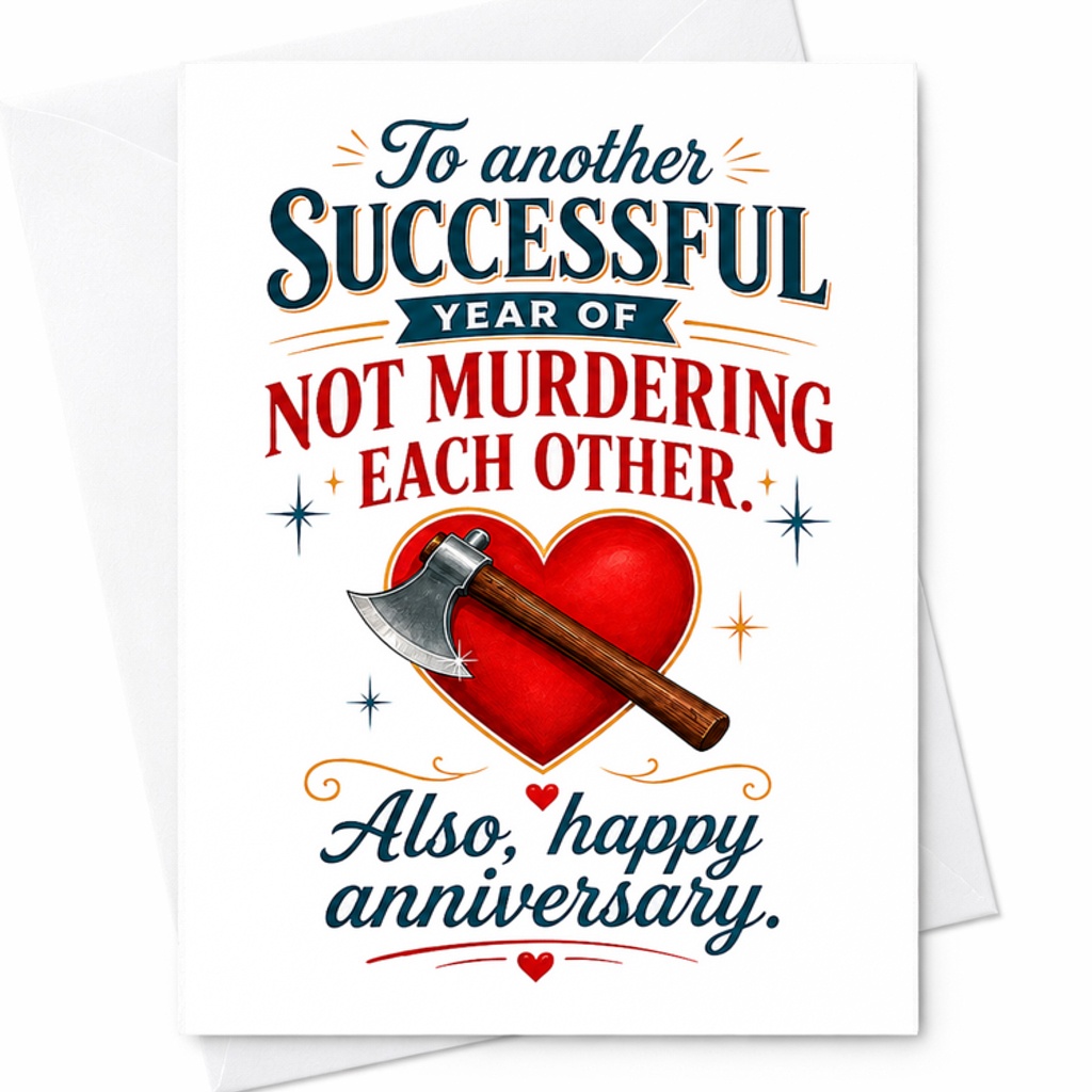 To Another Successful Year Of Not Murdering Each Other Also Happy Anniversary Card Funny Anniversary Card For Husband Wife Couple C2776