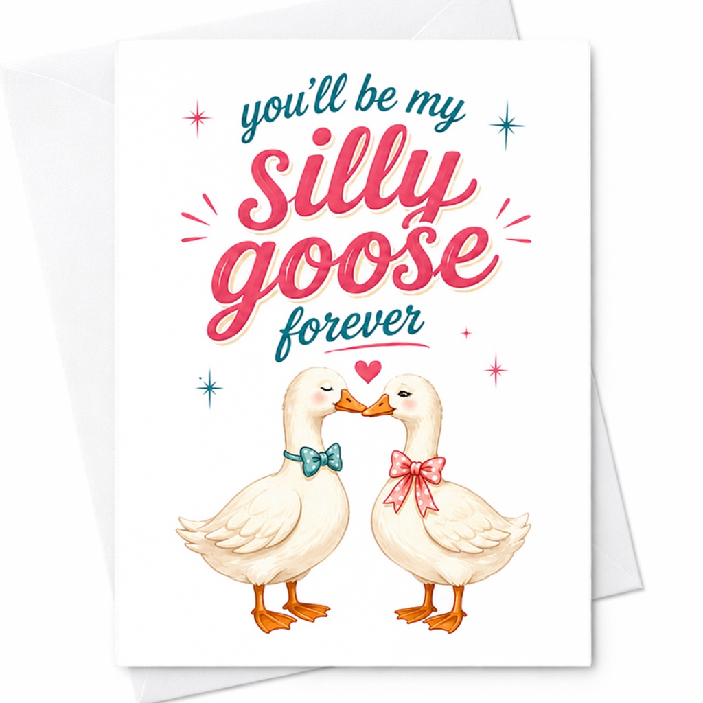You'll Be My Silly Goose Forever Cute Anniversary Card For Girlfriend Boyfriend Romantic Love Card For Him Her Sweet Couple C2782