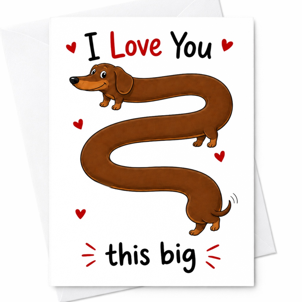 I Love You This Big Cute Anniversary Card Romantic Valentine's Day Card For Husband Wife Boyfriend Girlfriend With Dog C2787