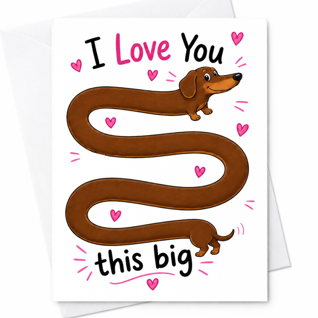 I Love You This Big Cute Anniversary Card Funny Dachshund Valentine’s Day Card For Husband Wife Boyfriend Girlfriend Dog Lovers C2788
