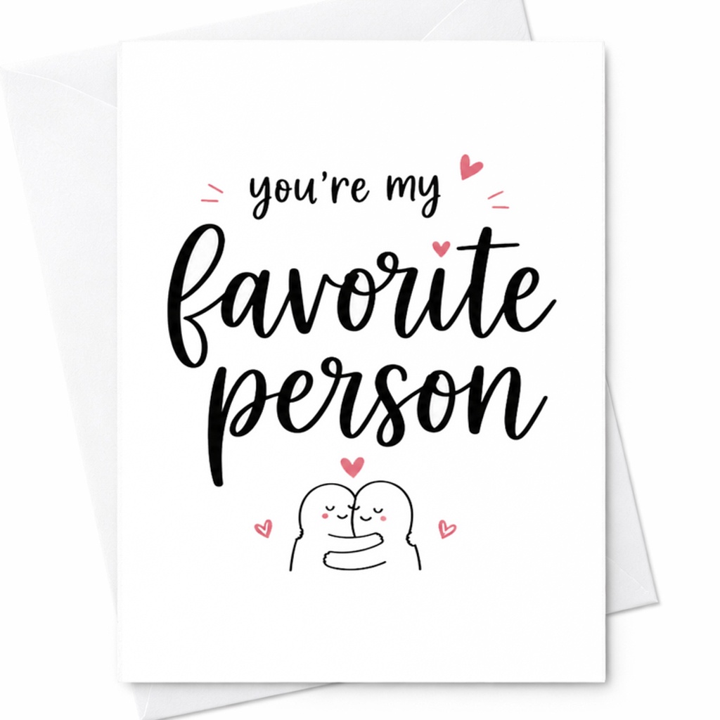 You're My Favorite Person Romantic Anniversary Card Cute Love Note For Him Or Her Sweet Valentine's Day Card For Couples C2800