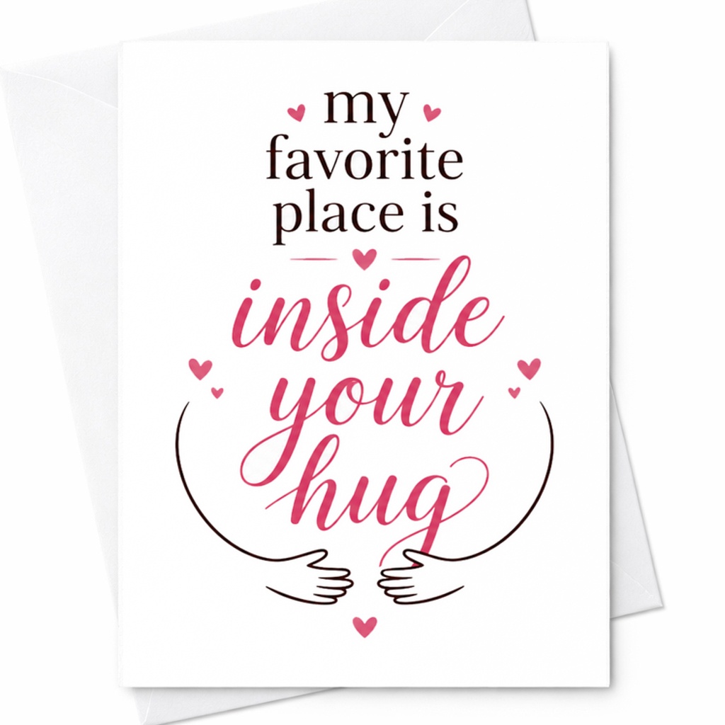 My Favorite Place Is Inside Your Hug Romantic Valentine's Day Card For Boyfriend Girlfriend Sweet Love Anniversary Card C2803