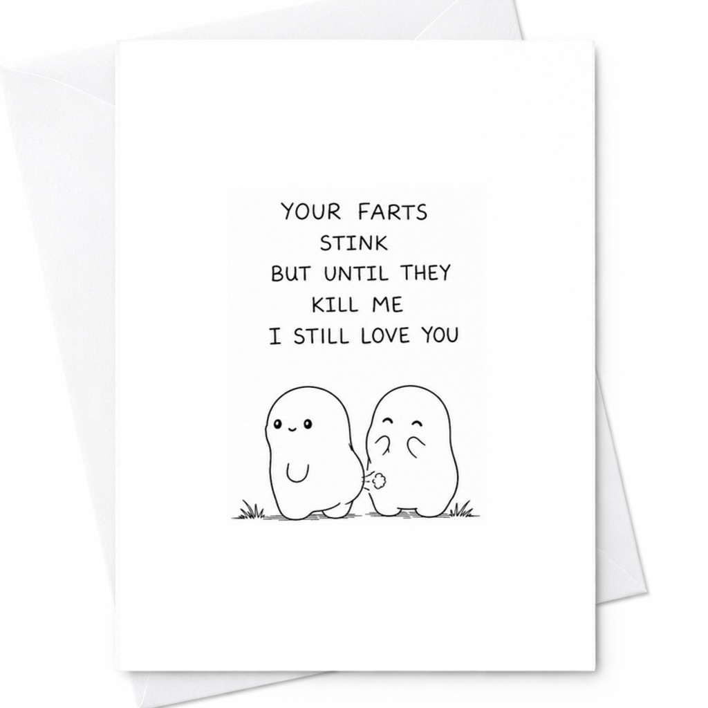 Your Farts Stink But Until They Kill Me I Still Love You Funny Anniversary Card For Husband Wife Cute Romantic Love Card C2807