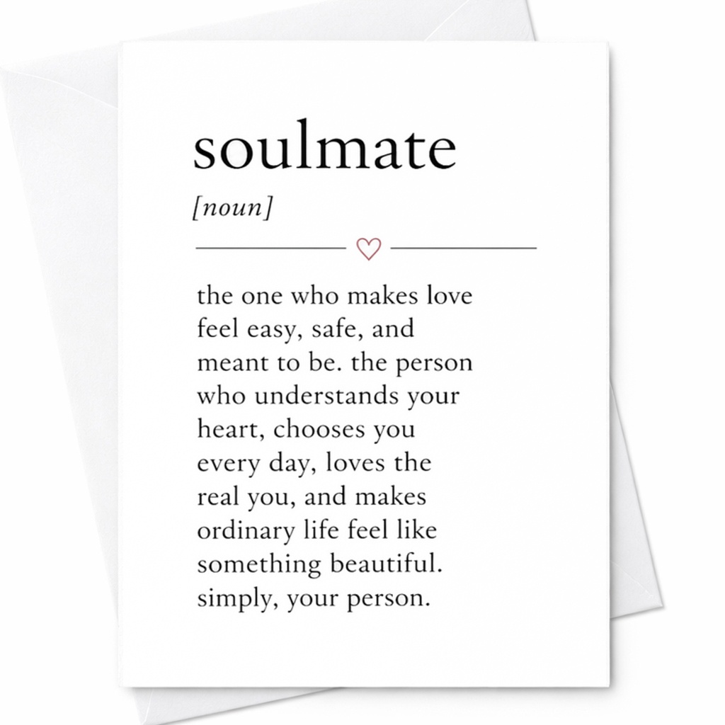 Soulmate Noun Romantic Anniversary Card For Couple Sweet Love Card For Husband Wife Partner Sentimental Wedding Card C2809