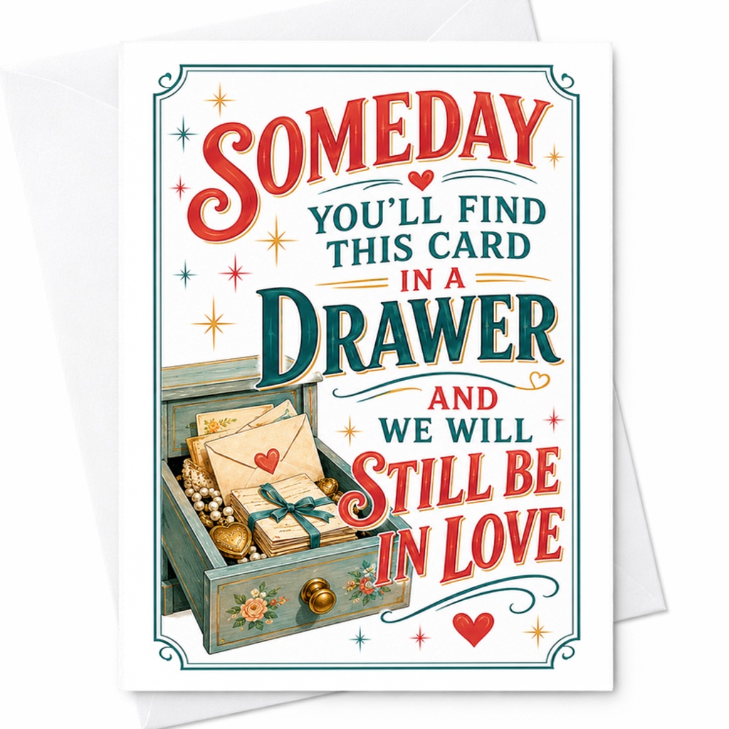 Someday You'll Find This Card In A Drawer And We Will Still Be In Love Anniversary Card Romantic Sentimental For Couple C2811