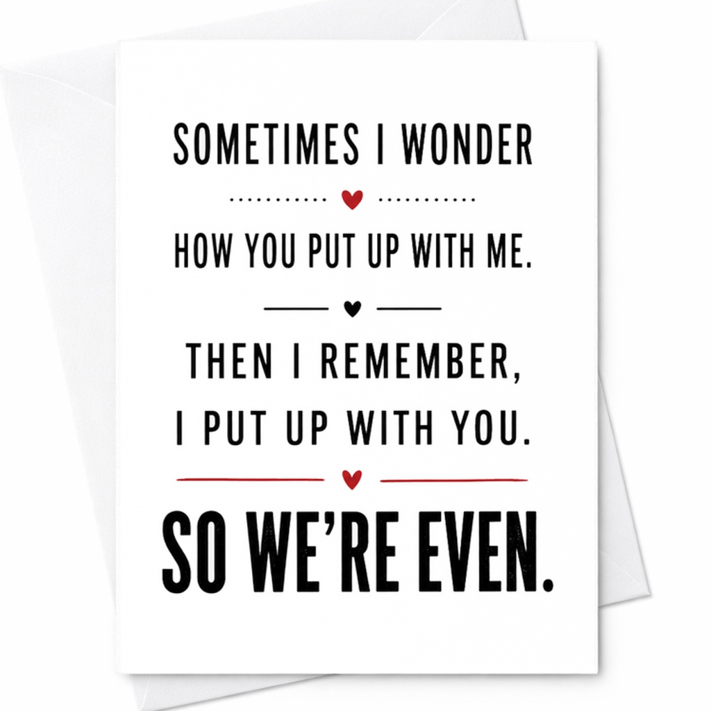 Sometimes I Wonder How You Put Up With Me Funny Anniversary Card For Couple Husband Wife Romantic Love Greeting Card C2813