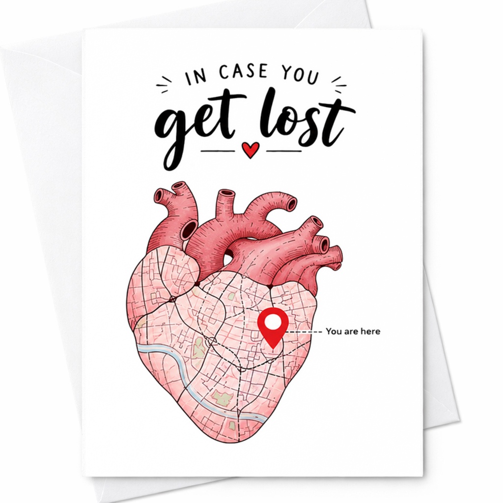 In Case You Get Lost Romantic Anniversary Card Heart Map Cute Love Card For Couples Husband Wife Sweet Valentines Day C2819