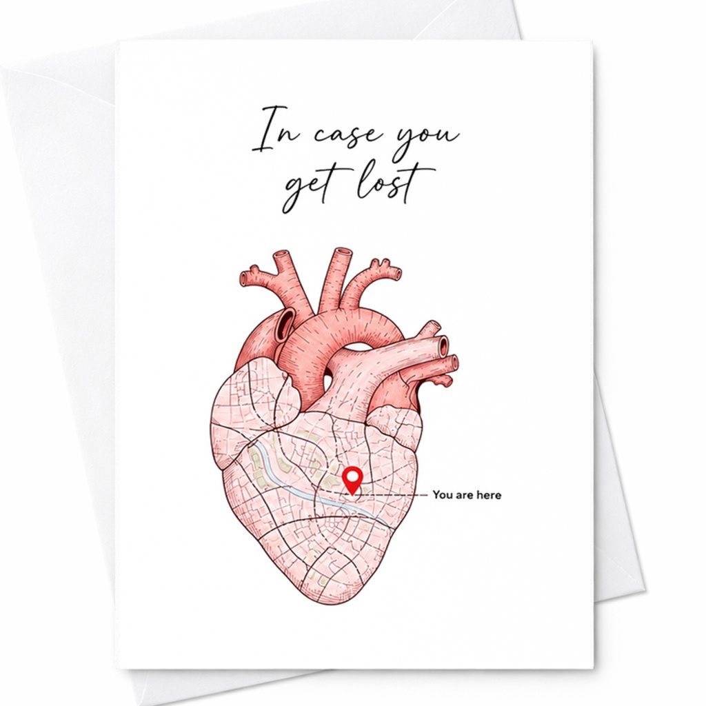 In Case You Get Lost Anniversary Card Romantic Heart Map For Boyfriend Girlfriend Wife Cute Love Card With Envelope C2820