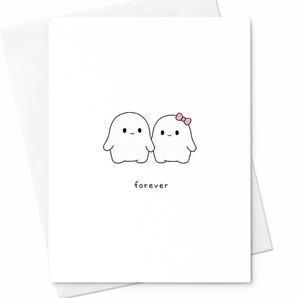 Forever Cute Anniversary Card Sentimental Couple Love Ghosts Adorable Romantic Card For Husband Wife Partner C2822